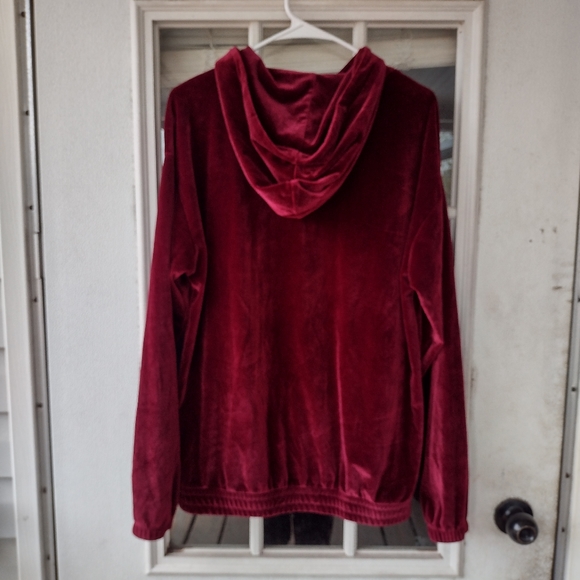Forever 21 Mens velour/velvet burgundy hoodie size Small - Picture 3 of 9